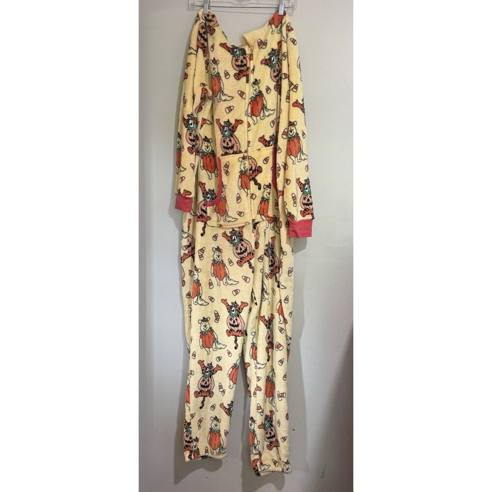 Winnie The Pooh Bear Womens Pajamas Union Suit Halloween Costume One Piece Zips